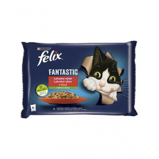 Nestlé FELIX Fantastic cat Multipack kura s paradajkami & hovädzie s mrkvou želé kapsička 4x85 g