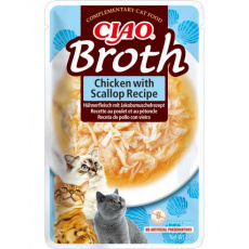 INABA Ciao Broth Chicken & Scallop - pamlsek pro kočky - 12x40g