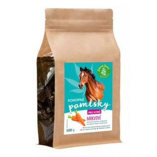 Konopné maškrty pre kone mrkvové 500g Konopné maškrty pre kone mrkvové 500g