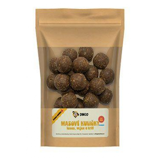 DINGO mäsové guľôčky losos, vajce a krill 24mm/150g DINGO mäsové guľôčky losos, vajce a krill 24mm/150g