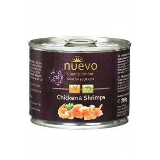 Nuevo mačka adult Kuracie a krevety konz. 200g