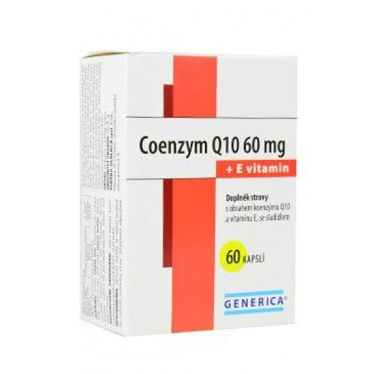 Koenzým Q 10 60mg + vitamín E Generica 60cps Koenzým Q 10 60mg + vitamín E Generica 60cps