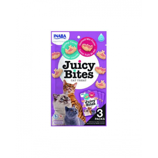 Pamlsek Inaba Juicy Bites cat Krevety & Plody mora 3 x 11,30 g