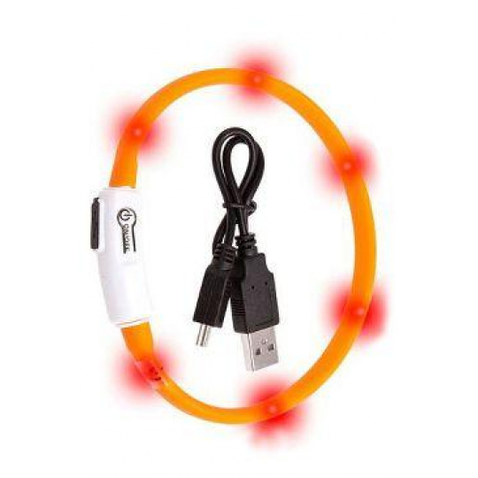 Obojek USB Visio Light LED nabíjecí 35cm oranžový KAR
