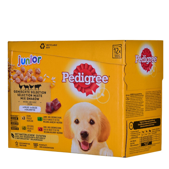 PEDIGREE Junior Selection Mix - Mokré krmivo pro psy - 12x100 g