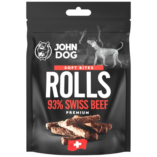 JOHN DOG Soft Bites Rolls Beef - pochoutka pro psy - 90g