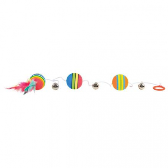 Dúhové loptičky na šnúrke s rolničkami 3,5 cm/80 cm Dúhové loptičky na šnúrke s rolničkami 3,5 cm/80 cm