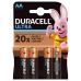 Duracell 4 alkalické baterie LR6 1,5 V na jedno použití AA