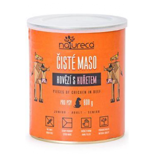 NATURECA konz. hovädzie s kuracím pre psy 800g