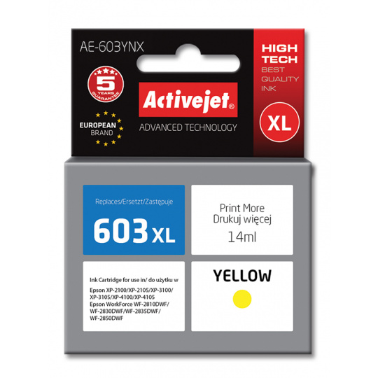 Activejet Ink AE-603YNX (náhradní inkoust Epson 603XL T03A44; Supreme; 14 ml; žlutý)