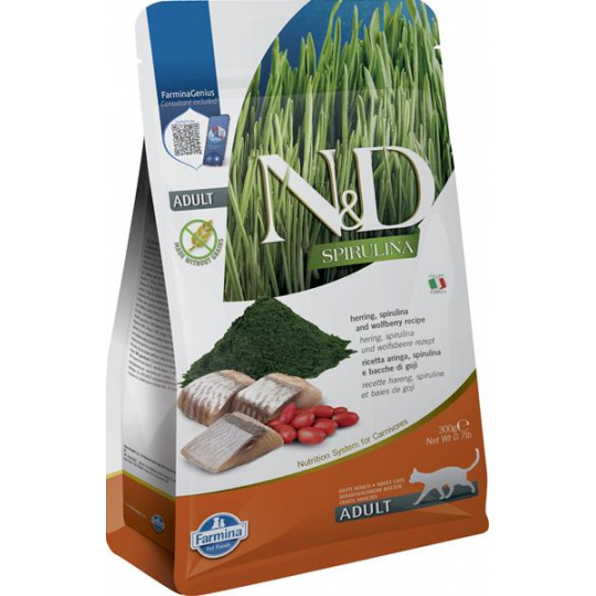 Farmina N&D cat SPIRULINA (GF) adult, herring & goji 0,3 kg Farmina N&D cat SPIRULINA (GF) adult, herring & goji 0,3 kg