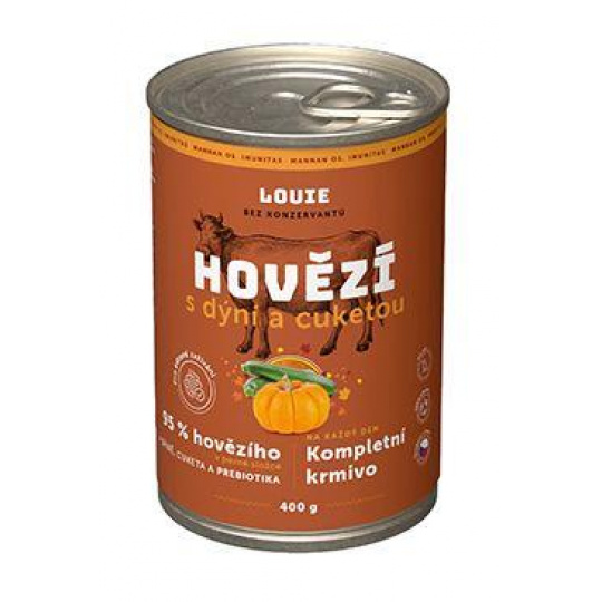 Louie Dog konz. Hovädzie s tekvicou, cuketou a prebiotikami 400g