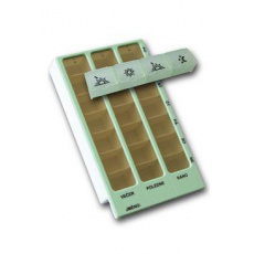 Dávkovač liekov týždenný typ 02 sv.zelený+typ 04zd