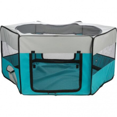 Výbeh, polyester, tyrkysová/svetlosivá