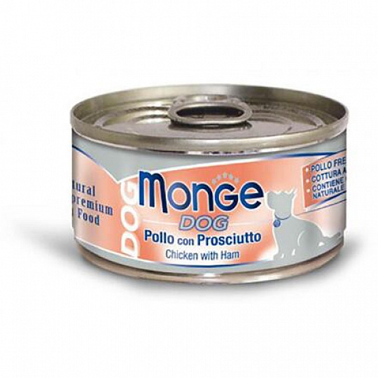 MONGE DOG NATURAL kuracie mäso so šunkou pre psy 95 g