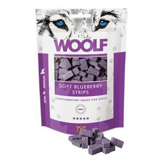 WOOLF pochúťka Soft Blueberry Strips 100g WOOLF pochúťka Soft Blueberry Strips 100g