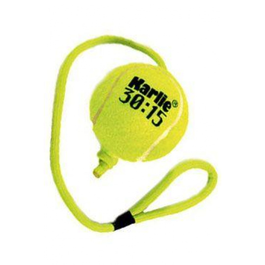 Hračka pes Tenisová loptička na šnúrke 8cm žltá KAR Hračka pes Tenisová loptička na šnúrke 8cm žltá KAR