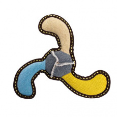 Bumerang HipHop Dog, 27 cm, robustný aport pre psov, tkaná látka, béžová/modrá/žltá Bumerang HipHop Dog, 27 cm, robustný aport pre psov, tkaná látka, béžová/modrá/žltá