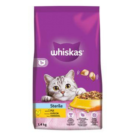 Whiskas Dry Sterile s kuracím mäsom 1,4kg