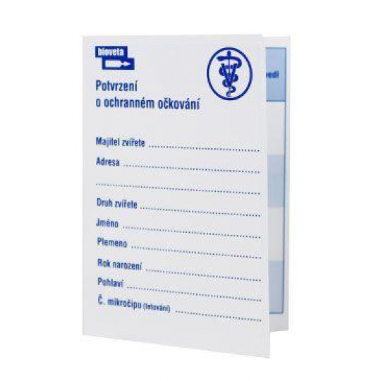 Očkovací preukaz pes/mačka Bioveta malá kartička 1ks Očkovací preukaz pes/mačka Bioveta malá kartička 1ks
