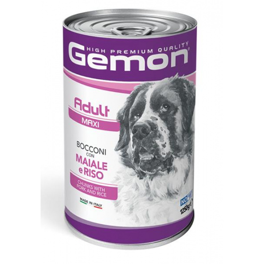 GEMON konzerva adult maxi pre psy bravčové a ryža 1250 g GEMON konzerva adult maxi pre psy bravčové a ryža 1250 g