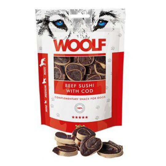 WOOLF pochúťka Beef Sushi with Cod 100g WOOLF pochúťka Beef Sushi with Cod 100g