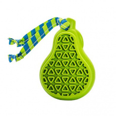 Dentální hračka hruška přírodní guma pro štěňata s látkovým střapcem 9 cm HipHop