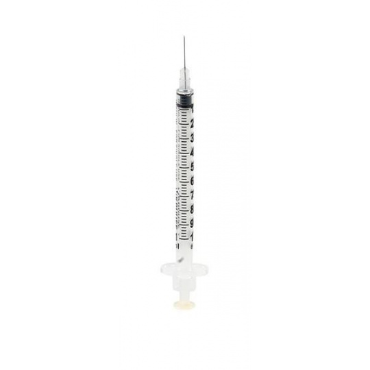 Striekačka KRUUSE U100 inzulínová 3-dielna, 1 ml s ihlou 29 G x 1/2