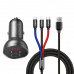 Baseus nabíječka do auta s displejem 24W + USB kabel 3v1 Baseus Three Primary Colors 1,2m