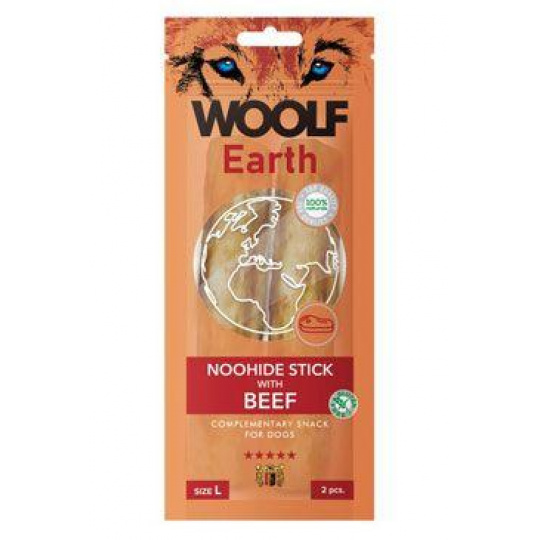 WOOLF pochúťka Earth NOOHIDE L Sticks with Beef 85g WOOLF pochúťka Earth NOOHIDE L Sticks with Beef 85g