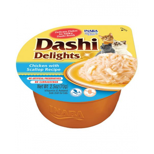 Inaba Dashi Delights cat Kura s hrebenatkou 6 x 70 g vanička Inaba Dashi Delights cat Kura s hrebenatkou 6 x 70 g vanička