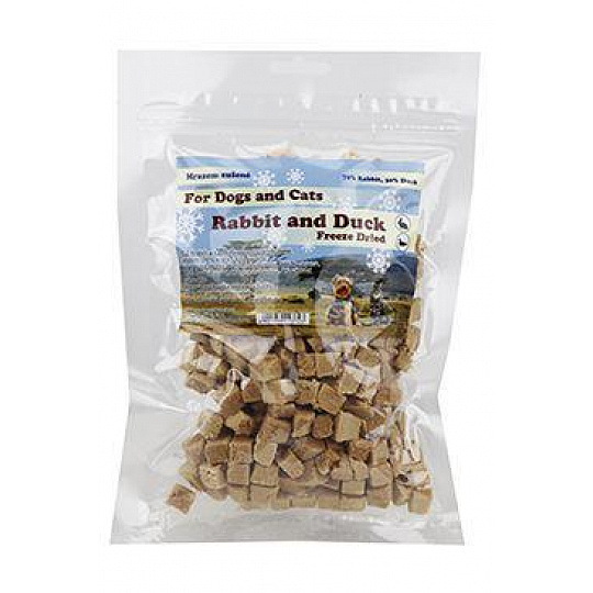 Pochúťka Králičia a kačacia.mäso kocky sušené mrazom 85g Pochúťka Králičia a kačacia.mäso kocky sušené mrazom 85g