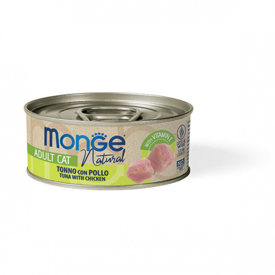 MONGE NATURAL kúsky tuniaka s kuracím mäsom pre mačky 80 g MONGE NATURAL kúsky tuniaka s kuracím mäsom pre mačky 80 g
