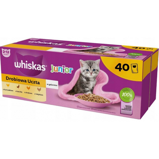 WHISKAS Junior Poultry in jelly - mokré krmivo pro kočky - 40 x 85g