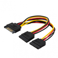 SAVIO Napájecí kabel SATA 15 pin (M) - 2x SATA 15 pin (F) AK-17 černý, červený, bílý, žlutý