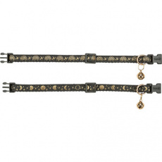 Obojok pre mačky, zlaté zdobenie, s rolničkou, čierna