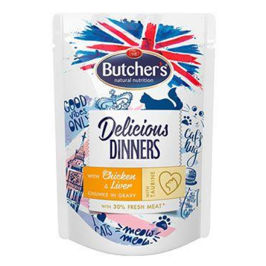 Butcher's Cat Delic.Dinners kura+pečeň kapsa 100g Butcher's Cat Delic.Dinners kura+pečeň kapsa 100g