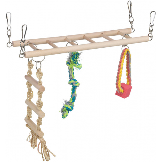 Hojdačka do klietky s hračkami-činka, kruh, rebrík pre hlodavce