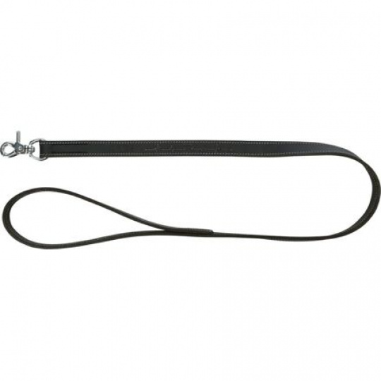 RUSTIC kožené vodítko Heartbeat, M-L: 1,00m/20mm, čierna