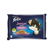 Nestlé FELIX Fantastic cat Multipack junior kura&losos želé kapsička 4x85 g Nestlé FELIX Fantastic cat Multipack junior kura&losos želé kapsička 4x85 g