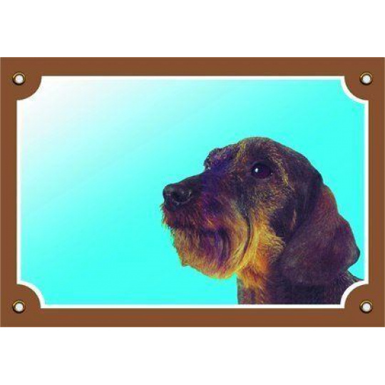 Farebná ceduľka Pozor pes, Jazvečík hrubosrstý Farebná ceduľka Pozor pes, Jazvečík hrubosrstý