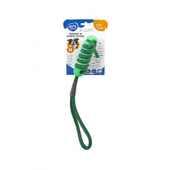 Hračka DUVO+ gumová 2 v 1 na špagáte, zelená, M - 14,5x3,8x3,8cm
