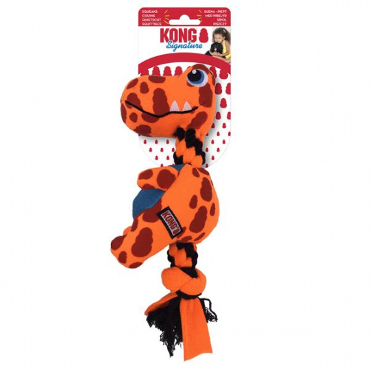 Hračka Kong Dog Signature Dynos Dino s pískatkom mix M polyester