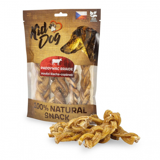 KIDDOG 100% Natural Snack hovädzia šľacha vrkoč 12 cm / 200 g
