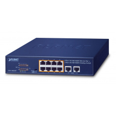 PLANET GSD-1008HP síťový přepínač Nespravované Gigabit Ethernet (10/100/1000) Podpora napájení po Ethernetu (PoE) 1U Modrá