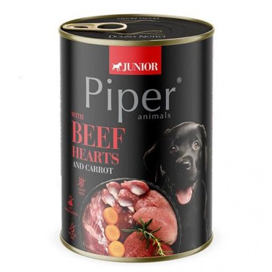PIPER JUNIOR s hovädzím srdcom a mrkvou, konzerva pre šteniatka 400 g PIPER JUNIOR s hovädzím srdcom a mrkvou, konzerva pre šteniatka 400 g