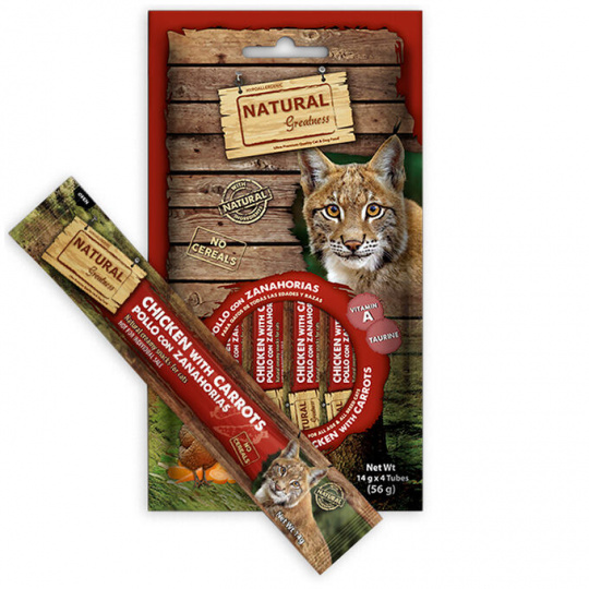 Natural Greatness Creamy VISION, funkčný maškrta - kuracie, mrkva, 4 x 14 g