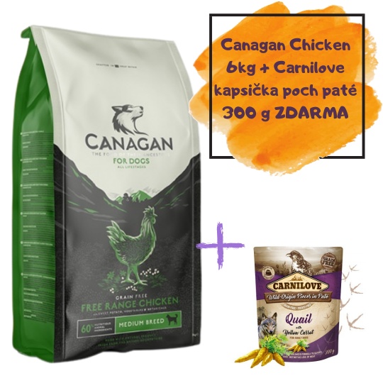 CANAGAN Free Range Chicken 6 kg + Carnilove pouch paté Zdarma