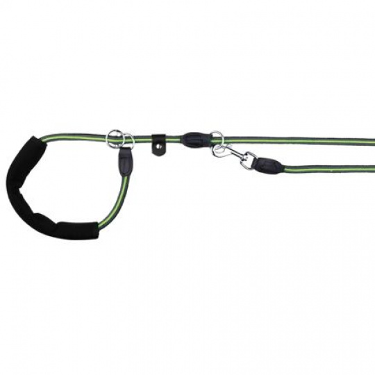 FUSION okrúhle vodítko Retríver gum.rukoväť M-XL 1,90m/13mm, čierno-zelený