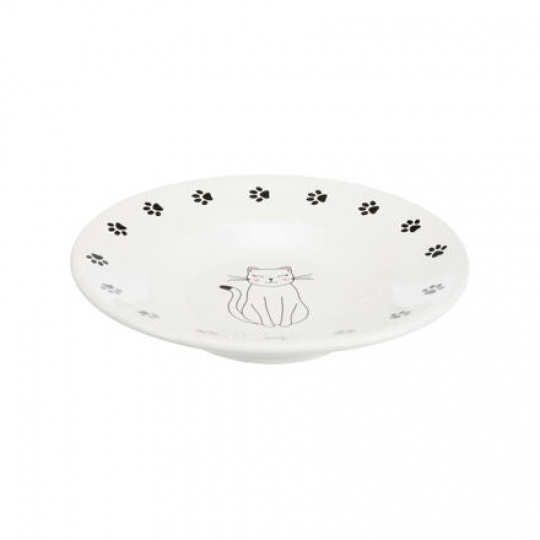 Keramická miska-tanierik pre krátkonosé mačky, biela 0,2l/15cm Keramická miska-tanierik pre krátkonosé mačky, biela 0,2l/15cm